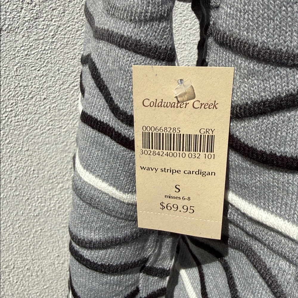 Coldwater Creek Gray and Black Wavy Stripe Cardigan - Picture 7 of 7